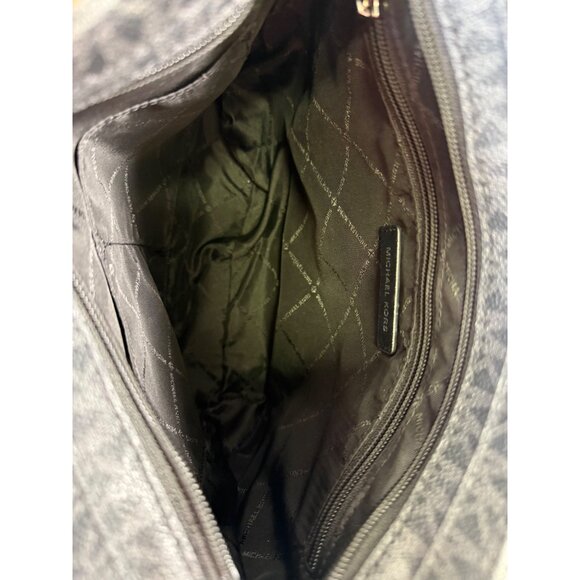 Michael Kors Jet Set Travel Large Messenger Bag Logo-Print Canvas Black/Silver - Picture 16 of 16